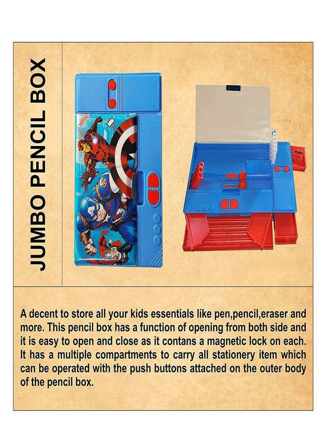 RKZ® Big Size Jumbo Theme Pencil Box - Magnetic Dual Side Opening Dynamic Art - Jumbo Pencil Box for Boys, Kids, Students - Image 4